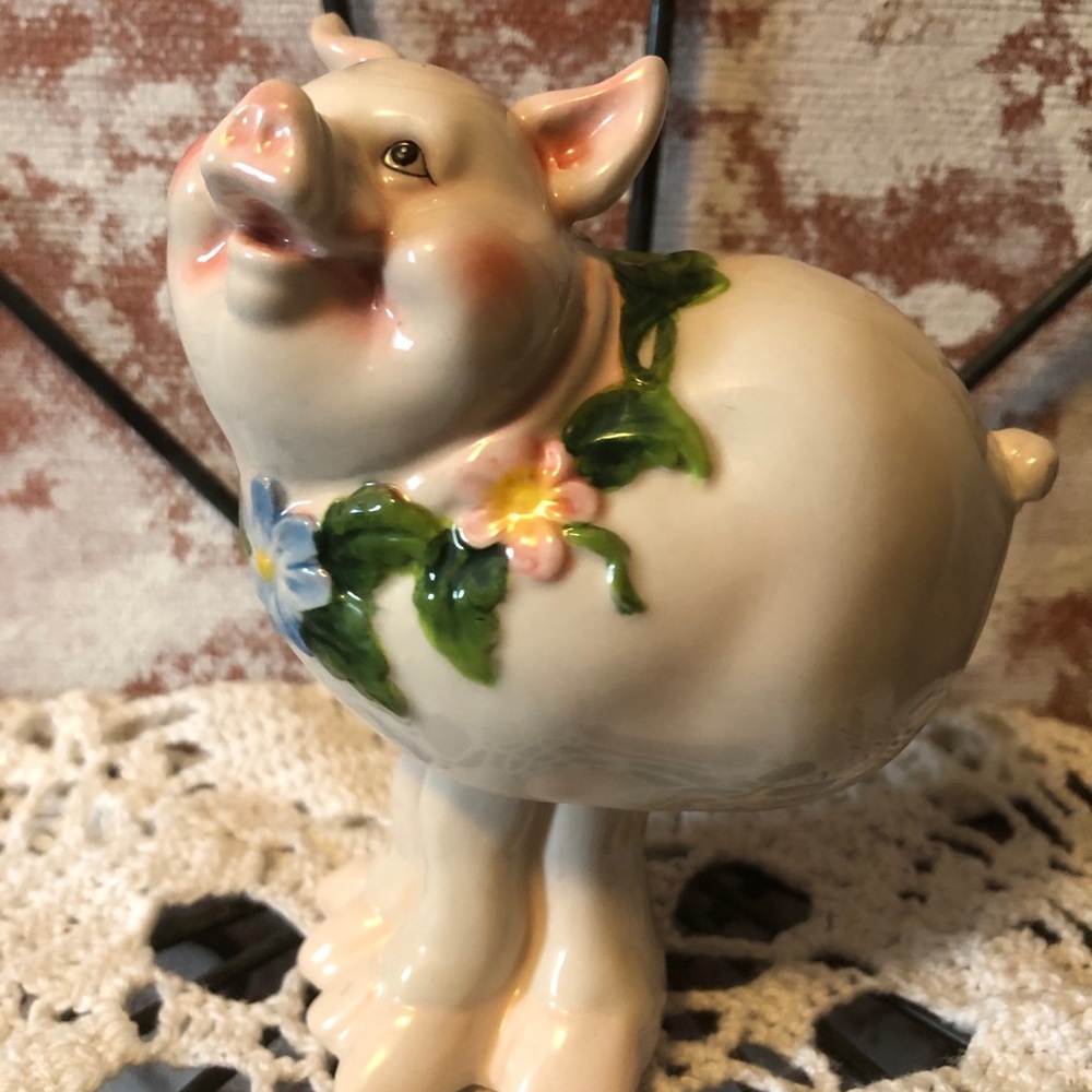 Vintage Antique Pig Bobble Head, Ceramic, 🐖🐷